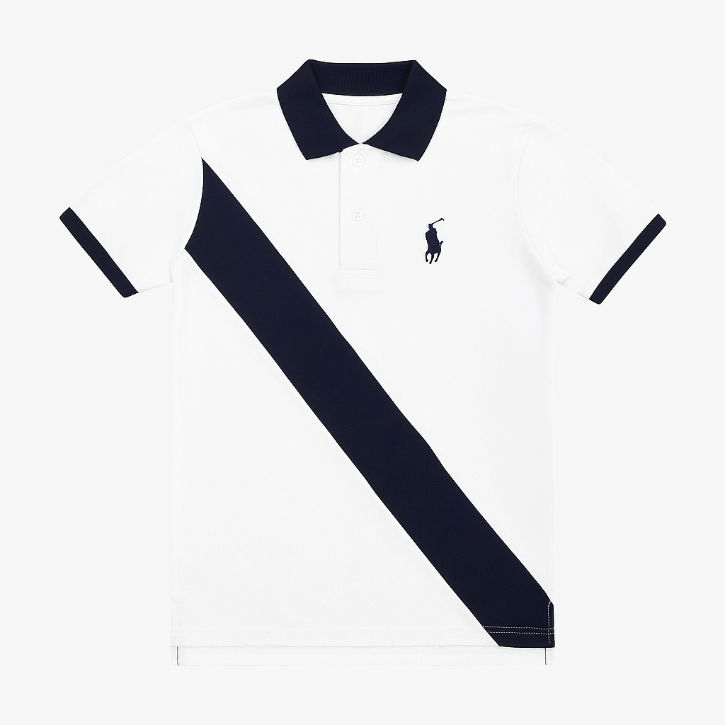 Cute Kids Black Stripe White Polo Shirt