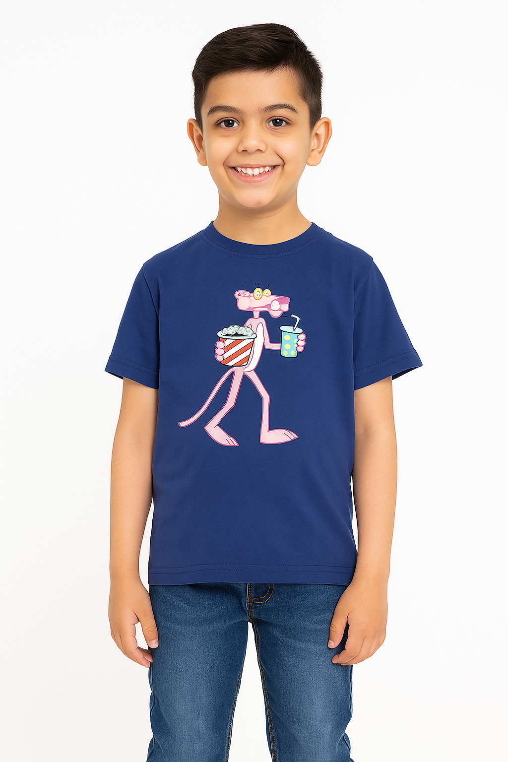 Cute Kids Navy Blue Printed T shirt