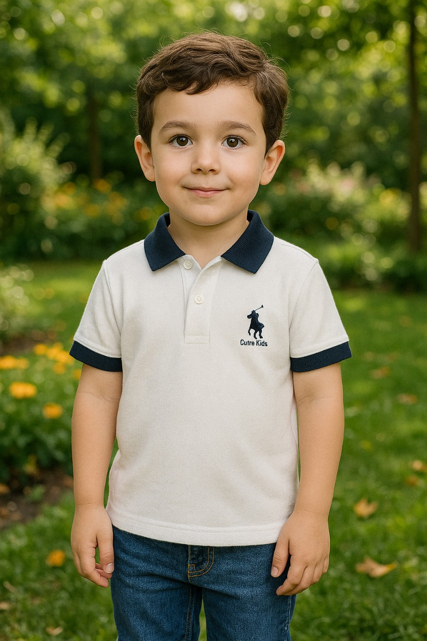 Cute Kids White Polo Shirt