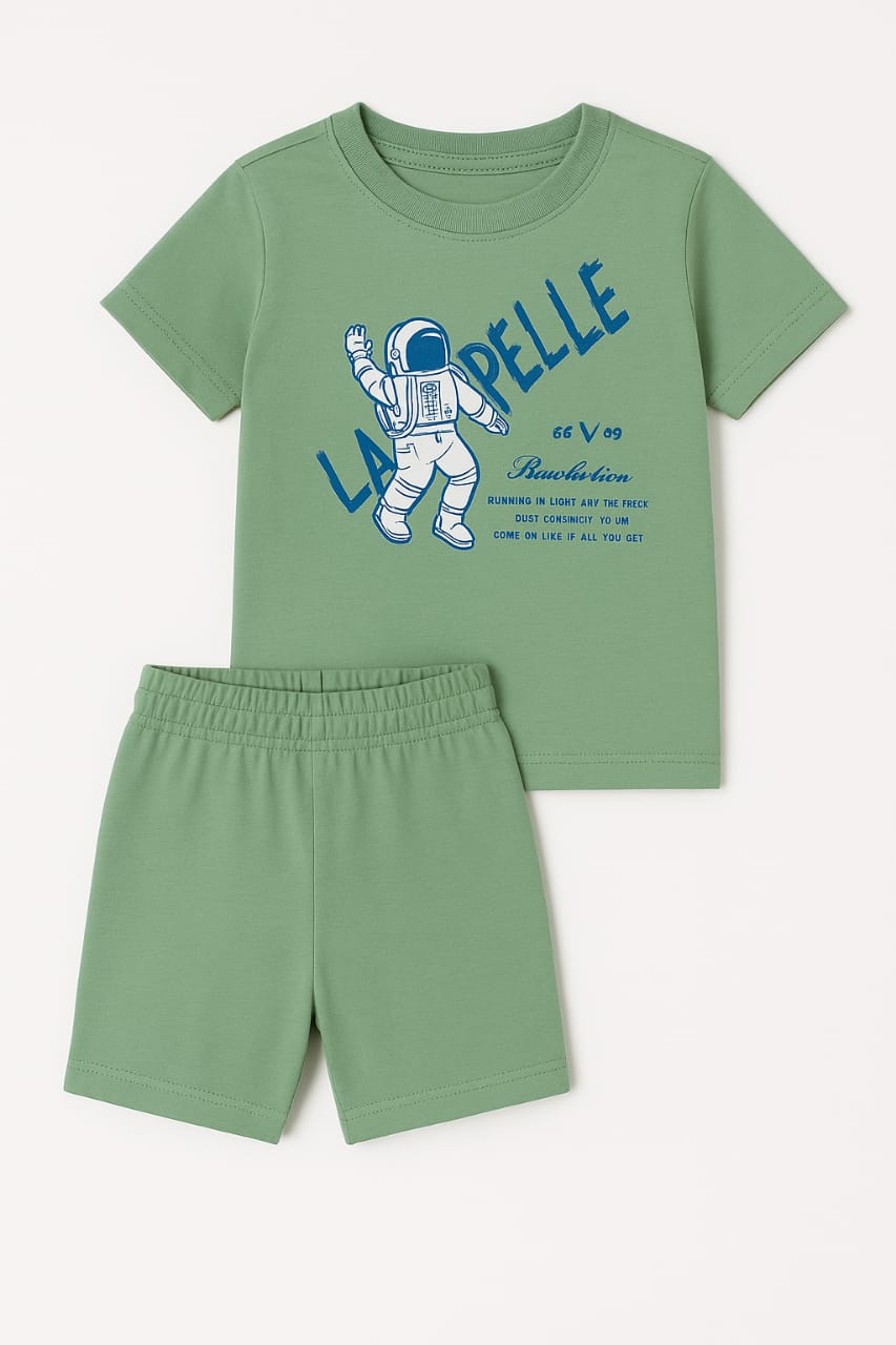 Cute Kids Green Printed T-shirt with shorts