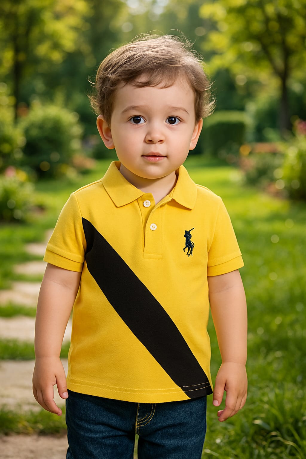 Cute Kids Black stripe polo shirt