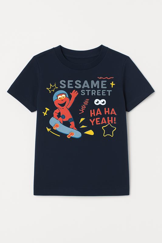 Cute Kids Navy Blue Printed T-Shirt