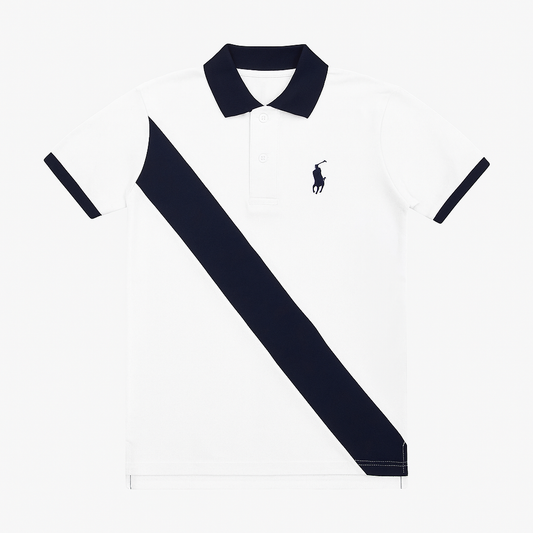 Cute Kids Black Stripe White Polo Shirt