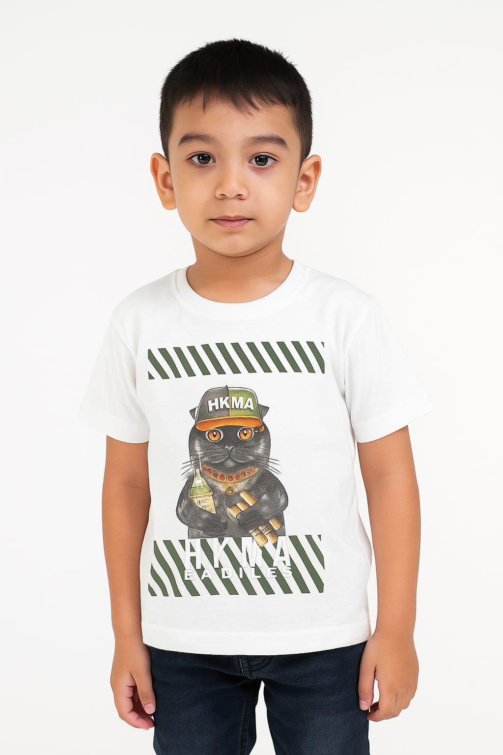 Cute Kids White Printed T-Shirt
