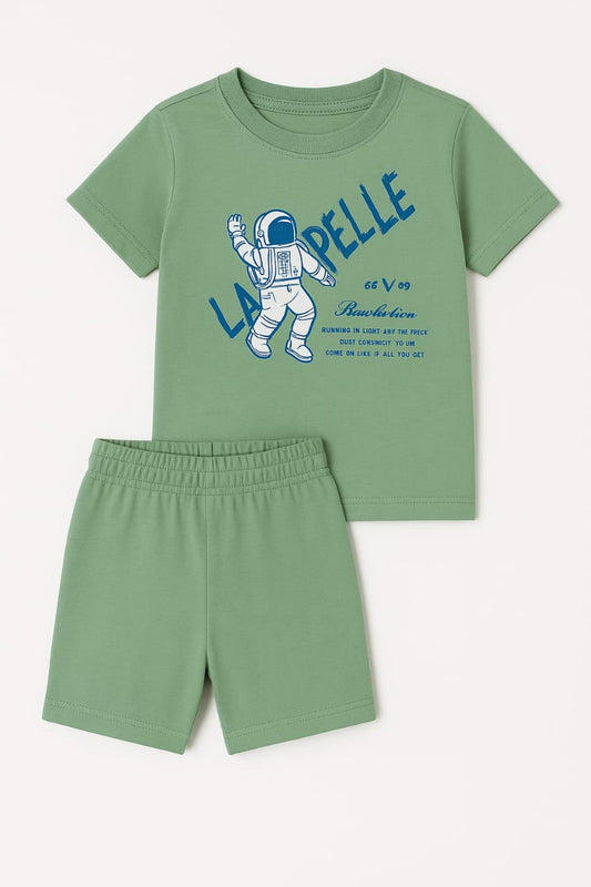 Cute Kids Green Printed T-shirt with shorts