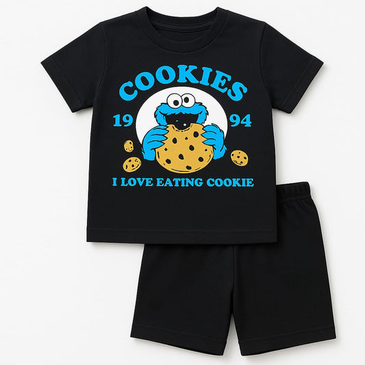 Cute Kids Black Printed T-shirt with Shorts